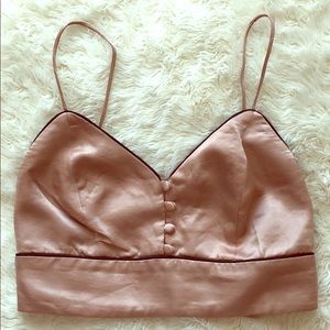 House of Harlow 1960 Bailey Satin Nude Crop Top